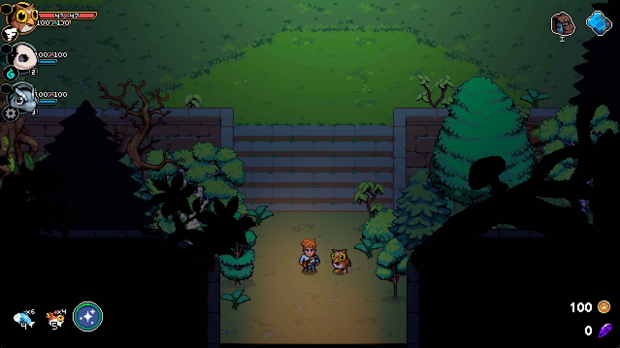 A new stretch of forest with an owl companion